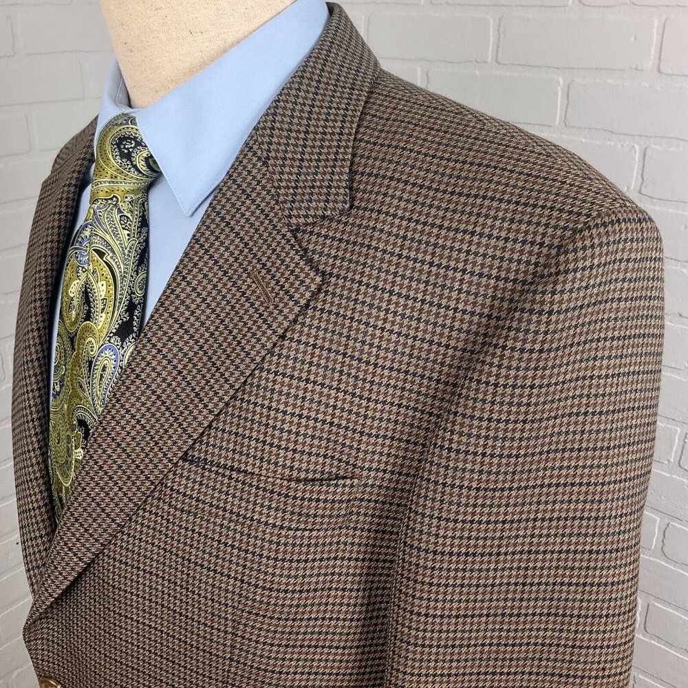 Lauren Ralph‎ Lauren Blazer Men 42R Brown Gold Houndstooth Wool Classic Jacket